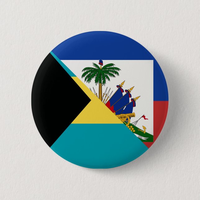 Haiti Bahamas Flag | Half Haitian Bahamian Flag 6 Cm Round Badge (Front)