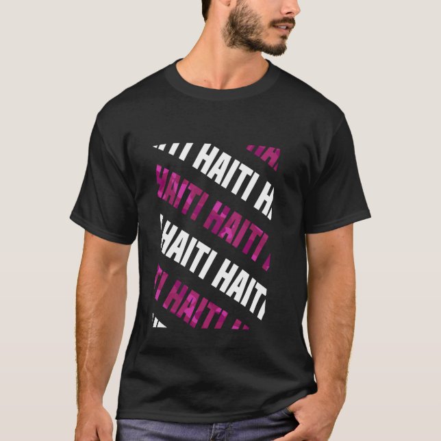Haiti Camo Pattern Pink Camouflage T-Shirt (Front)