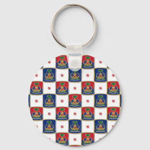 Haiti Coat of Arms Chequerboard Pattern — Haitian Key Ring