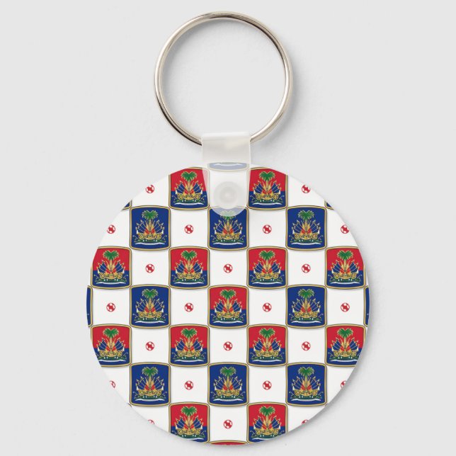 Haiti Coat of Arms Chequerboard Pattern — Haitian  Key Ring (Front)