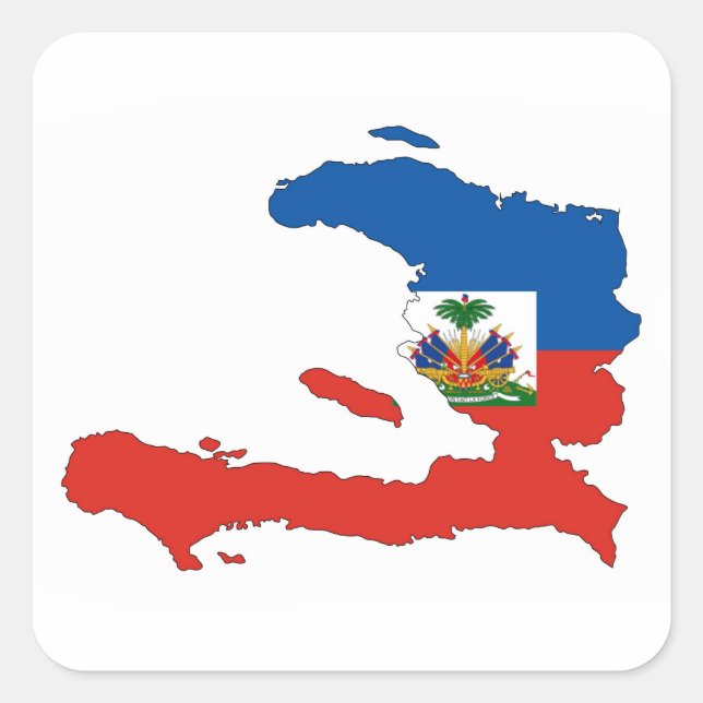 haiti country flag map shape symbol square sticker (Front)