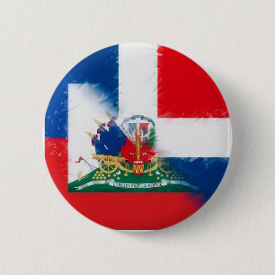 Haiti Dominican Republic Flag Hispaniola DR Half 6 Cm Round Badge