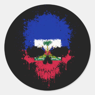 Haiti Dripping Splatter Skull Classic Round Sticker