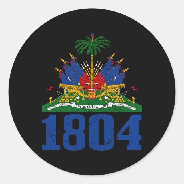Haiti Est 1804 Pride Caribbean Haitian Flag Classic Round Sticker (Front)