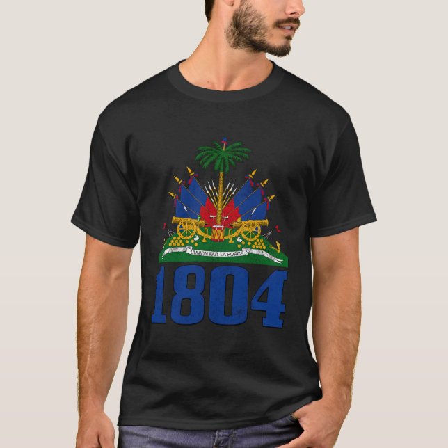 Haiti Est 1804 Pride Caribbean Haitian Flag T-Shirt (Front)