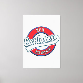 Haiti explorer into adventure retro logo canvas print