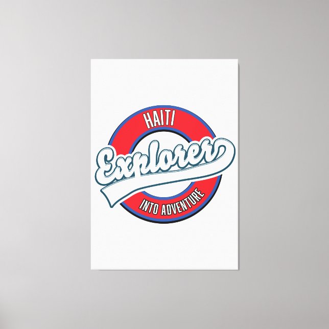 Haiti explorer into adventure retro logo canvas print (Front)