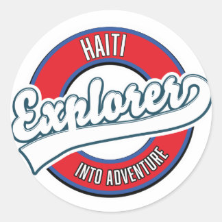 Haiti explorer into adventure retro logo classic round sticker