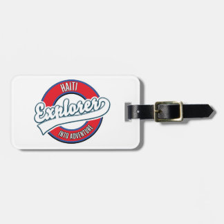 Haiti explorer into adventure retro logo luggage tag