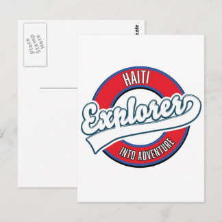 Haiti explorer into adventure retro logo postcard