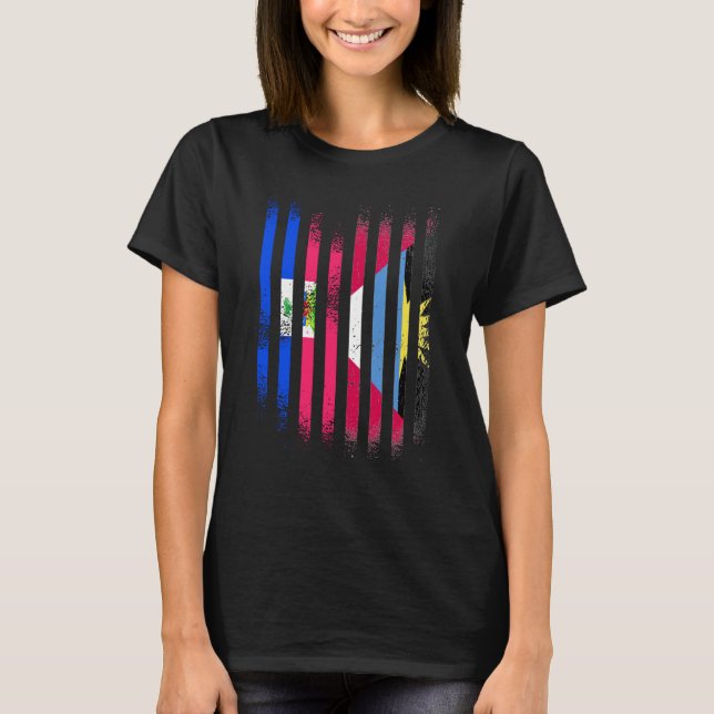 Haiti Flag Antigua&Barbuda Grown Country Flags Str T-Shirt (Front)