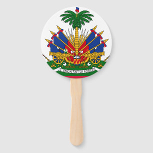 Haiti Flag Coat of Arms  Hand Fan