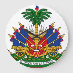 Haiti Flag Coat of Arms  Large Clock