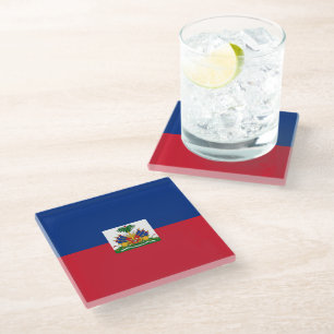 Haiti flag glass coaster