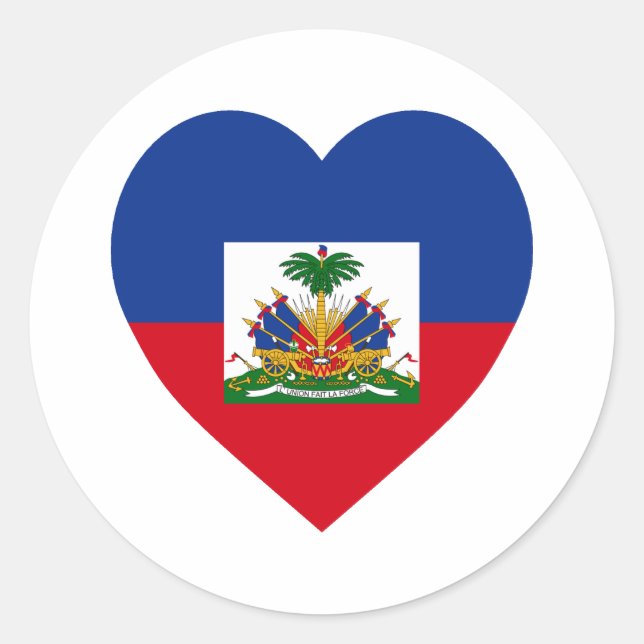 Haiti Flag Heart Classic Round Sticker (Front)