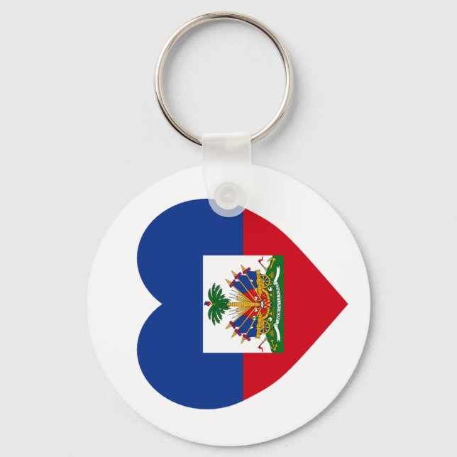 Haiti Flag Heart Key Ring (Front)