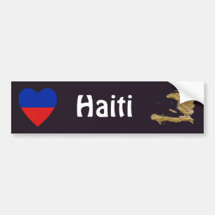 Haiti Flag Heart + Map Bumper Sticker