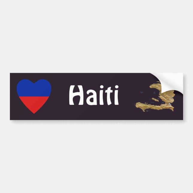 Haiti Flag Heart + Map Bumper Sticker (Front)