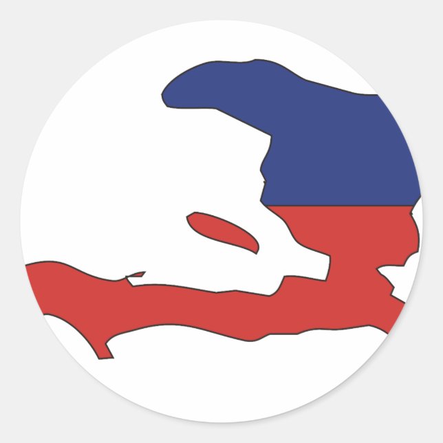 Haiti flag map classic round sticker (Front)