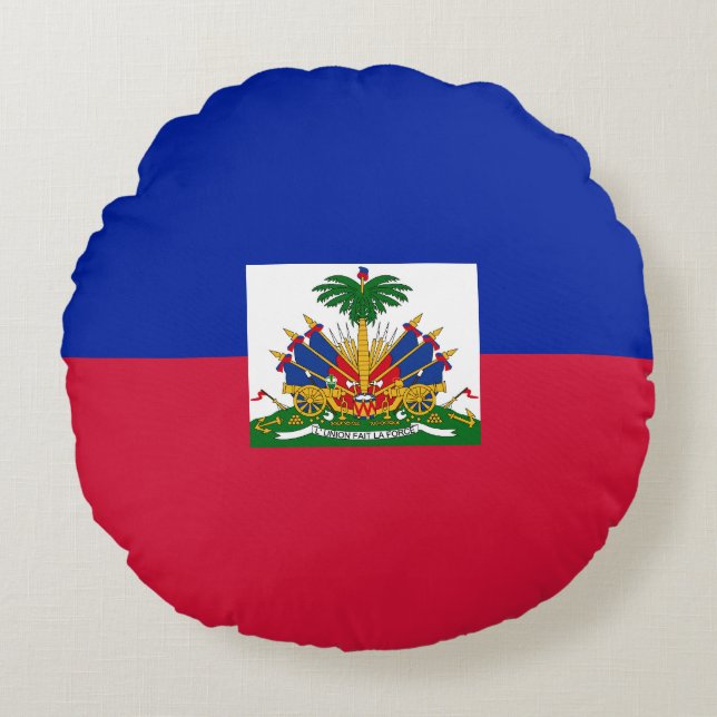 Haiti Flag Round Cushion (Front)