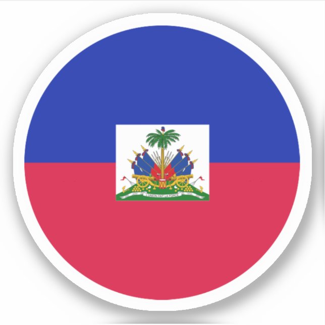 Haiti Flag Round Sticker (Front)