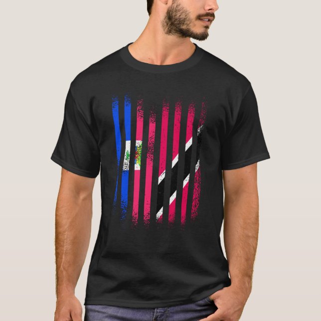 Haiti Flag Trinidad&Tobago Grown Country Flags Str T-Shirt (Front)