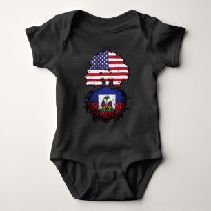 Haiti Haitian American USA Tree Roots Flag Baby Bodysuit