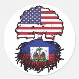 Haiti Haitian American USA Tree Roots Flag Classic Round Sticker