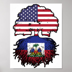 Haiti Haitian American USA Tree Roots Flag Poster