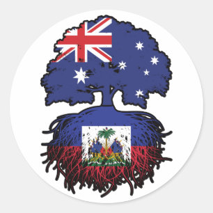 Haiti Haitian Australian Australia Tree Roots Flag Classic Round Sticker