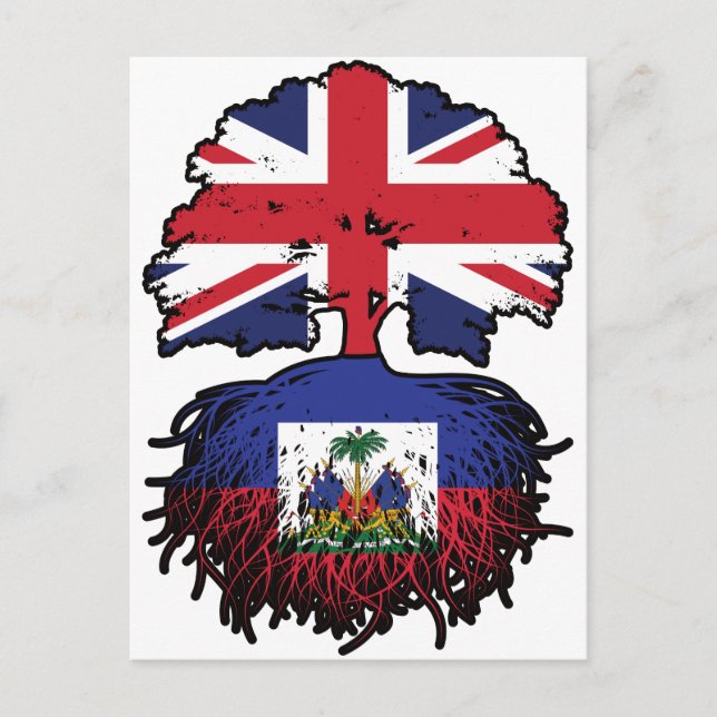 Haiti Haitian British UK Tree Roots Flag Postcard (Front)