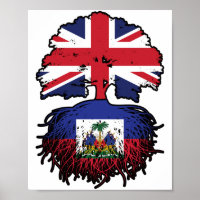 Haiti Haitian British UK Tree Roots Flag