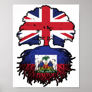 Haiti Haitian British UK Tree Roots Flag Poster