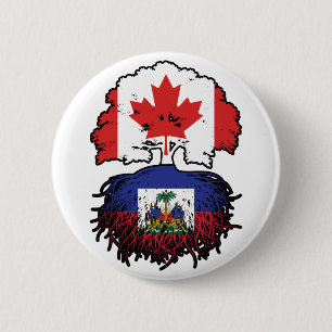 Haiti Haitian Canadian Canada Tree Roots Flag 6 Cm Round Badge