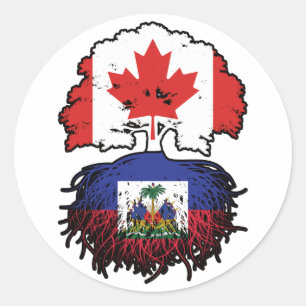 Haiti Haitian Canadian Canada Tree Roots Flag Classic Round Sticker