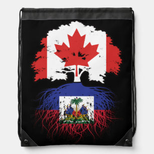 Haiti Haitian Canadian Canada Tree Roots Flag Drawstring Bag
