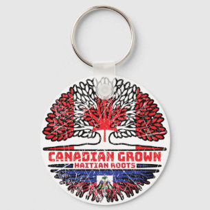 Haiti Haitian Canadian Canada Tree Roots Flag Key Ring