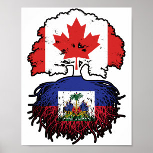Haiti Haitian Canadian Canada Tree Roots Flag Poster