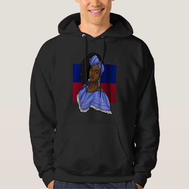 Haiti Haitian Flag Day Creole Proud Woman Happy Ay Hoodie (Front)