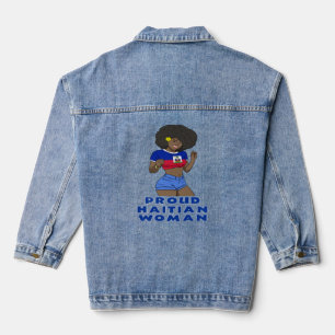 Haiti Haitian Flag Day Proud Woman Ayiti Girl 9 Denim Jacket