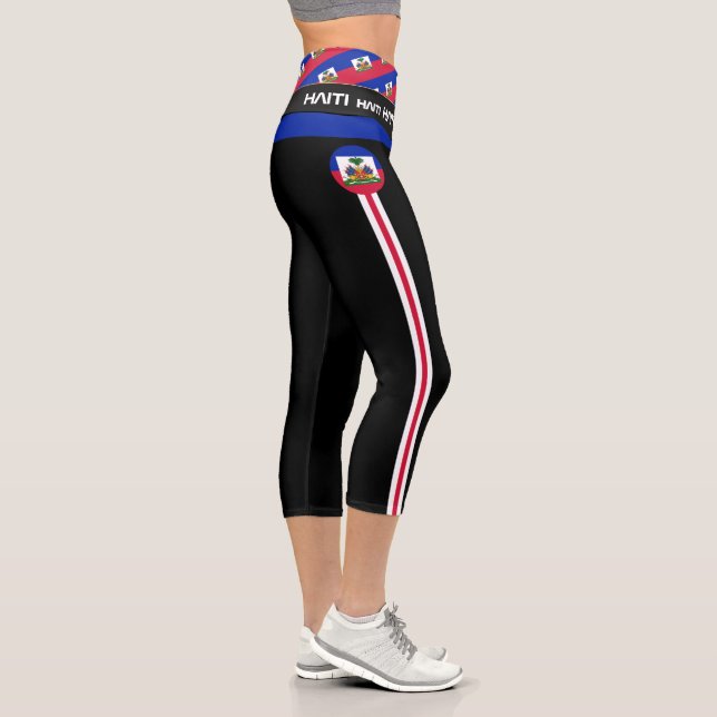 Haiti & Haitian Flag fashion, Fitness, Sports Capri Leggings (Right)