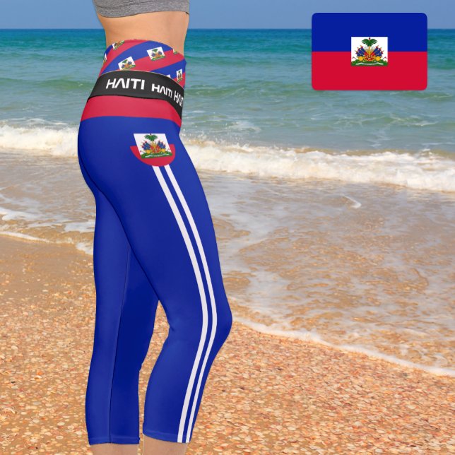 Haiti & Haitian Flag fashion, Fitness, Sports Capri Leggings (Creator Uploaded)