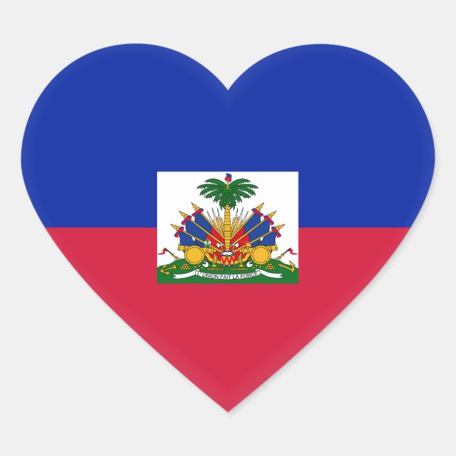 Haiti (Haitian) Flag Heart Sticker (Front)
