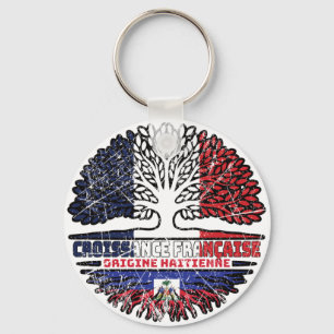 Haiti Haitian French France Tree Roots Flag Key Ring