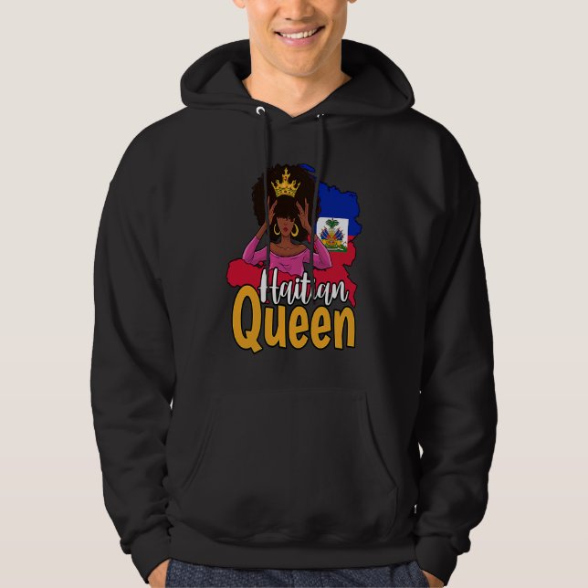 Haiti Haitian Love Flag Proud Woman Princess Crown Hoodie (Front)