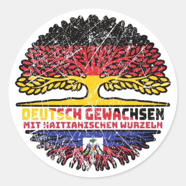 Haiti Haitianisch Deutsch Deutschland Baum Wurzel Classic Round Sticker (Front)