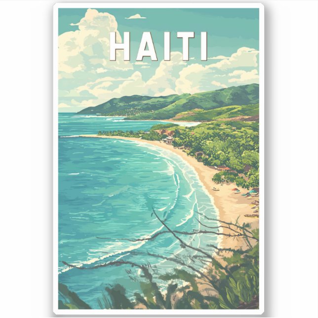Haiti Illustration Travel Art Vintage (Front)