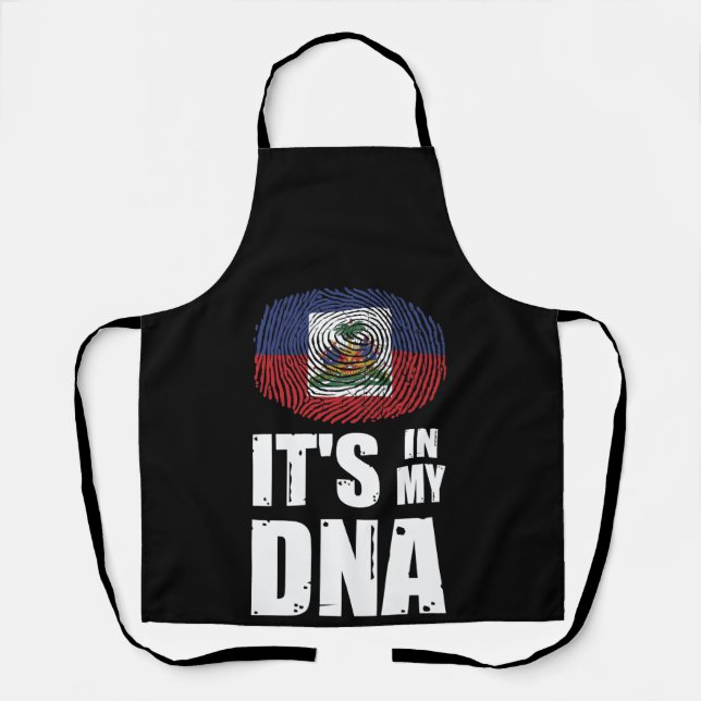 Haiti It's In My DNA Fingerprint Haitian Flag Apron (Front)