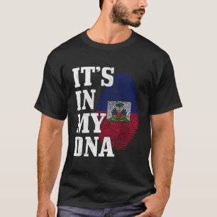 Haiti It'S In My Dna Fingerprint Haitian Flag Prid T-Shirt