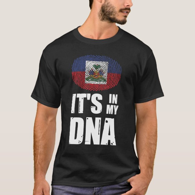  Haiti It's In My DNA Fingerprint Haitian Flag T-Shirt (Front)